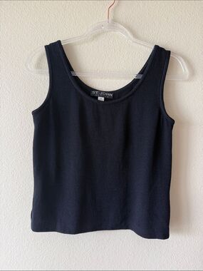 St. John Basics Black Santana Knit Scoop Neck Tank Top USA Vintage
